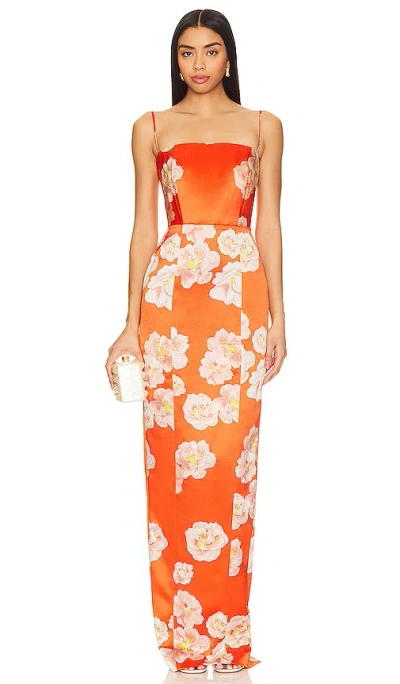 Sau Lee Sofia Dress In Orange Multi