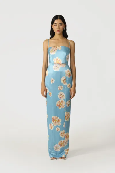 Sau Lee Sofia Floral Dress In Blue Multi
