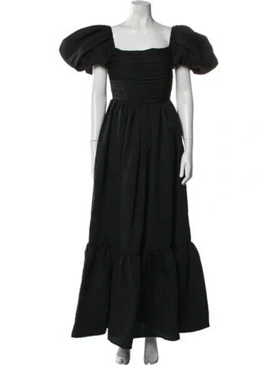 Pre-owned Sau Lee Square Neckline Long Dress In Black