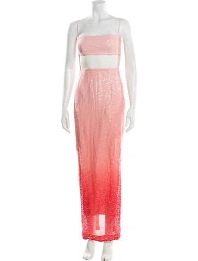 Pre-owned Sau Lee Square Neckline Long Dress In Pink