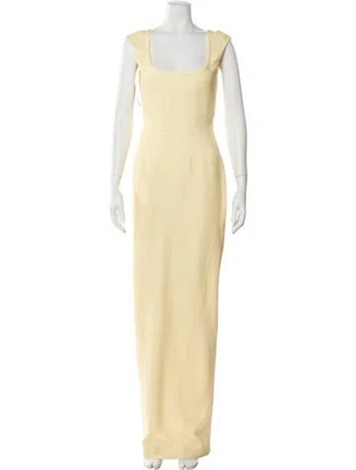 Pre-owned Sau Lee Square Neckline Long Dress In Yellow