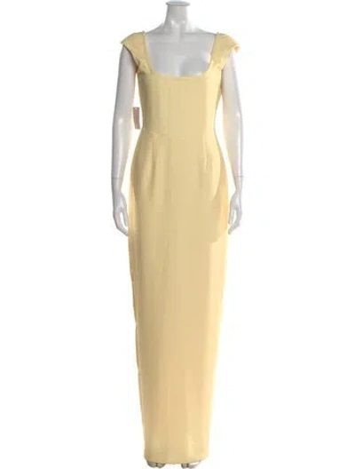 Pre-owned Sau Lee Square Neckline Long Dress In Yellow