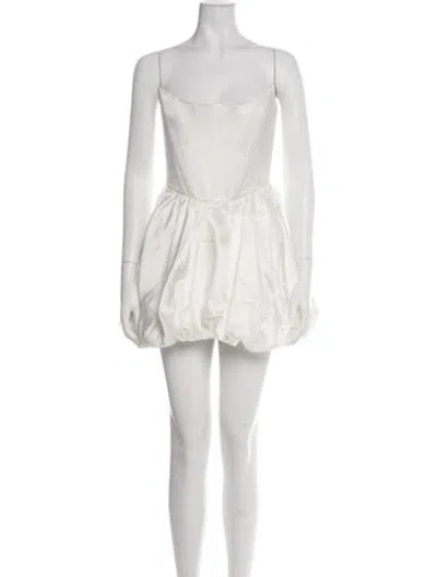 Pre-owned Sau Lee Square Neckline Mini Dress In White