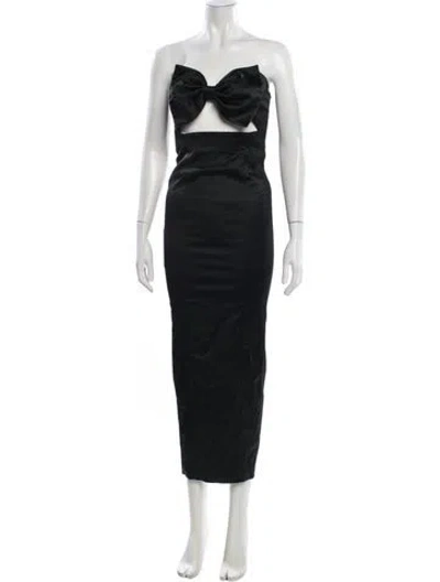 Pre-owned Sau Lee Strapless Long Dress In Black