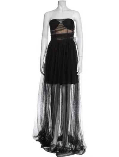 Pre-owned Sau Lee Strapless Long Dress In Black
