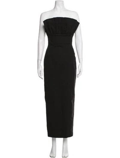 Pre-owned Sau Lee Strapless Long Dress In Black