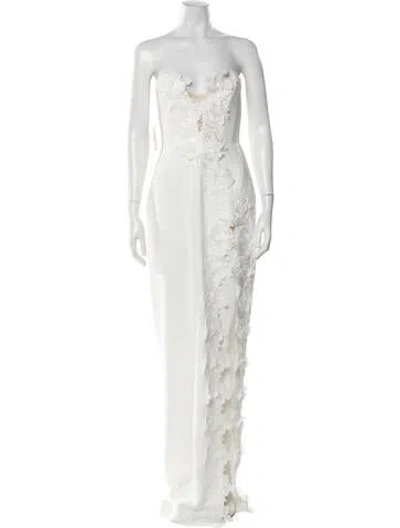 Pre-owned Sau Lee Strapless Long Dress W/ Tags In White