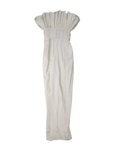Pre-owned Sau Lee Strapless Long Dress W/ Tags In White