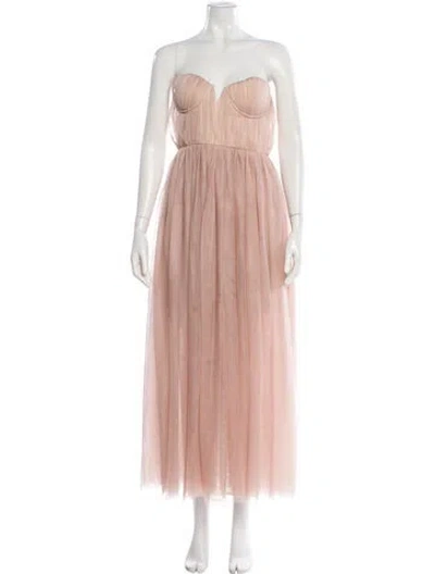 Pre-owned Sau Lee Strapless Midi Length Dress In Neutral