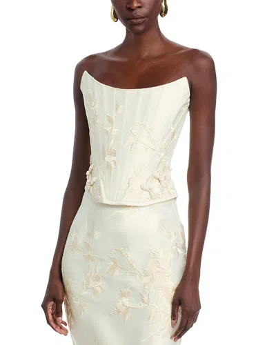 Sau Lee Sutton Embroidered Corset Top In White