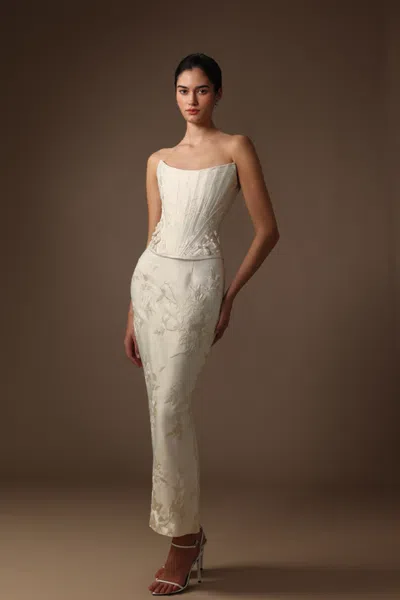 Sau Lee Sutton Embroidered Skirt In White