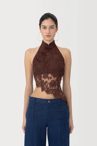 Sau Lee Sylvan Lace Top In Brown