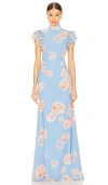 Sau Lee Sylvie Dress In 蓝底碎花
