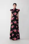 Sau Lee Sylvie Floral Dress In Black Multi