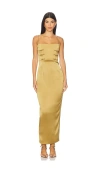 Sau Lee Taylor Knot Detail Satin Column Gown In Gold