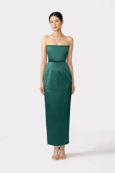 Sau Lee Taylor Satin Dress In Green