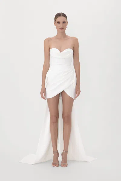 Sau Lee Thea Crepe Gown In White