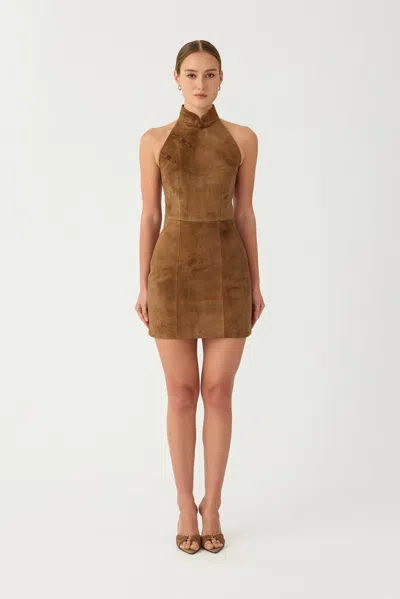 Sau Lee Tilda Suede Dress In Brown