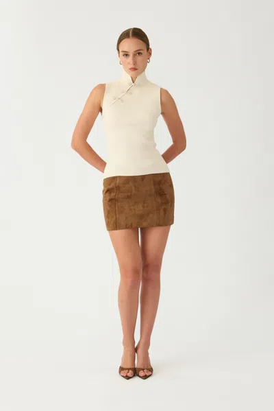 Sau Lee Tilda Suede Skirt In Brown