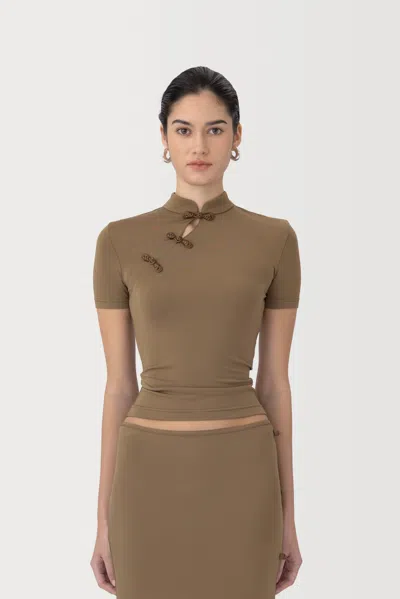 Sau Lee Timo Jersey Top In Brown
