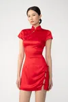 Sau Lee Tina Satin Mini Dress In Red