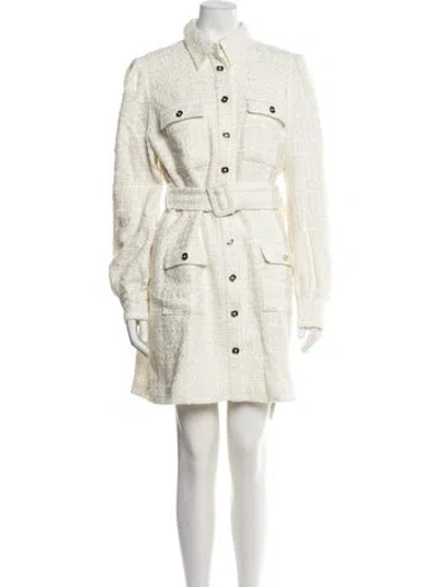 Pre-owned Sau Lee Tweed Mini Dress In Neutral