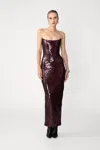 Sau Lee Venus Sequin Gown In Burgundy