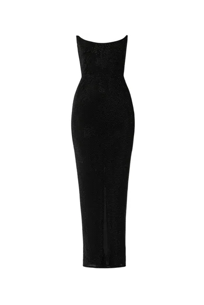 Sau Lee Vesper Crystal Gown In Black