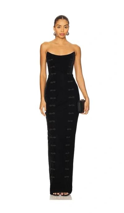 Sau Lee Vesper Velvet Gown In Black