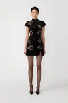 Sau Lee Violet Velvet Mini Dress In Black