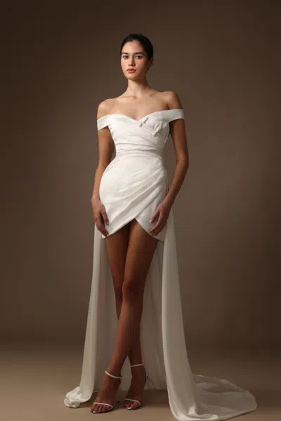 Sau Lee Vittoria Satin Mini Dress In White