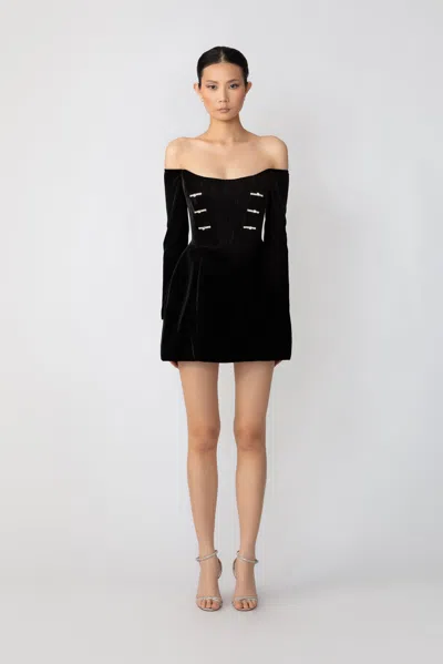 Sau Lee Viv Velvet Dress In Black