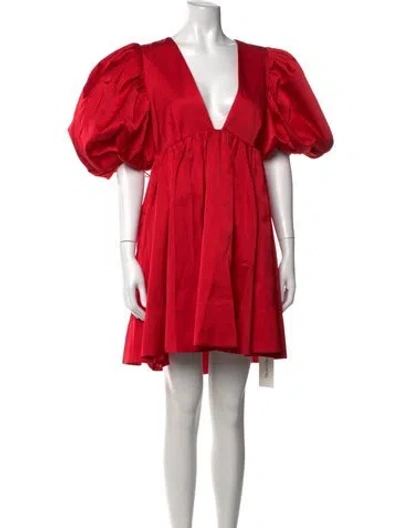 Pre-owned Sau Lee V-neck Mini Dress In Red