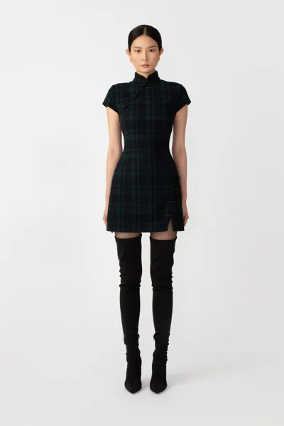 Sau Lee Wendy Mini Dress In Green Tartan