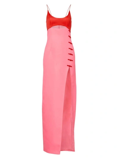 Sau Lee Women's Blake Colorblocked Cut-out Dress In Pink Red