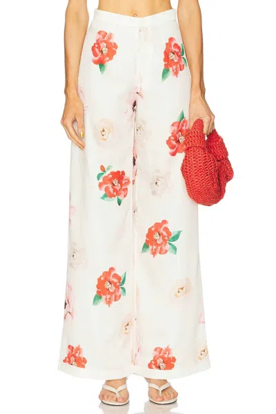 Sau Lee Women's Elba Floral Print Pant In White Multi