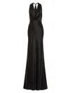 Sau Lee Women's Pearl Satin Cowl-neck Gown In Black