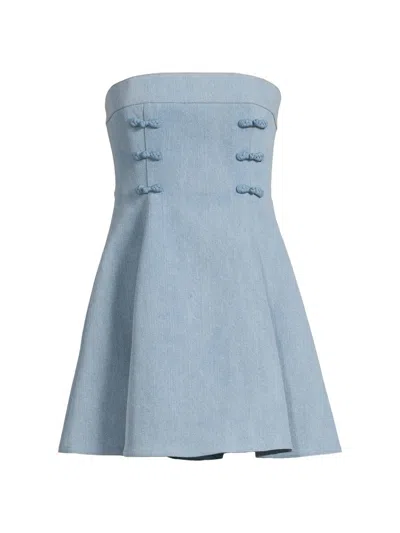 Sau Lee Tai Denim Mini Dress In Blue