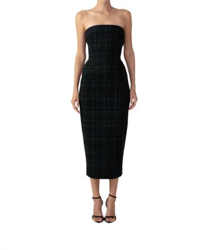 Sau Lee Wynn Dress In Green Tartan In Black