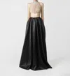 SAU LEE ZAHARA SATIN MAXI SKIRT IN BLACK