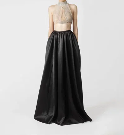 Sau Lee Zahara Satin Maxi Skirt In Black