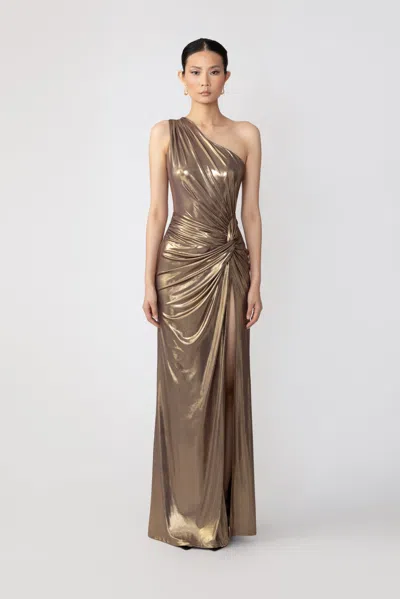 Sau Lee Zoey Dress In Brass