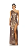 Sau Lee Zoey Dress In Metallic Copper