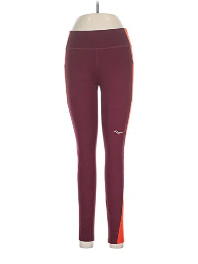 Pre-owned Saucony Active Pants In Burgundy