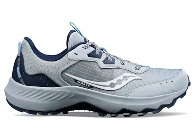 Pre-owned Saucony Aura Tr (women's) Sneakers In Granite/navy Blue