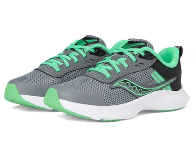 Saucony Axon 3 Sneakers (little Kid/big Kid) Kids Shoes Grey/green : 10.5 Little Kid W, Leather