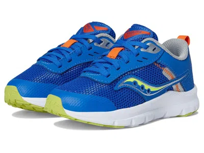 Saucony Axon Kdz (little Kid/big Kid) Kids Shoes Blue/citron : 11.5 Little Kid W, Leather In Multi