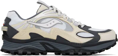 Saucony Beige & White Grid Aura X Sneakers In White/silver