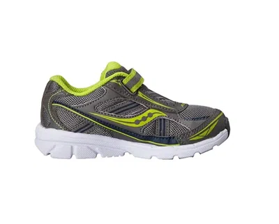 Saucony Kids' Boy's Ride Sneakers In Grey/ Lime Green In Animal Print