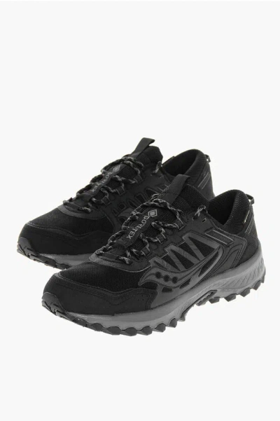 Saucony Fabric Grid Peak Low-top Sneakers With Ton On Ton Details In Black